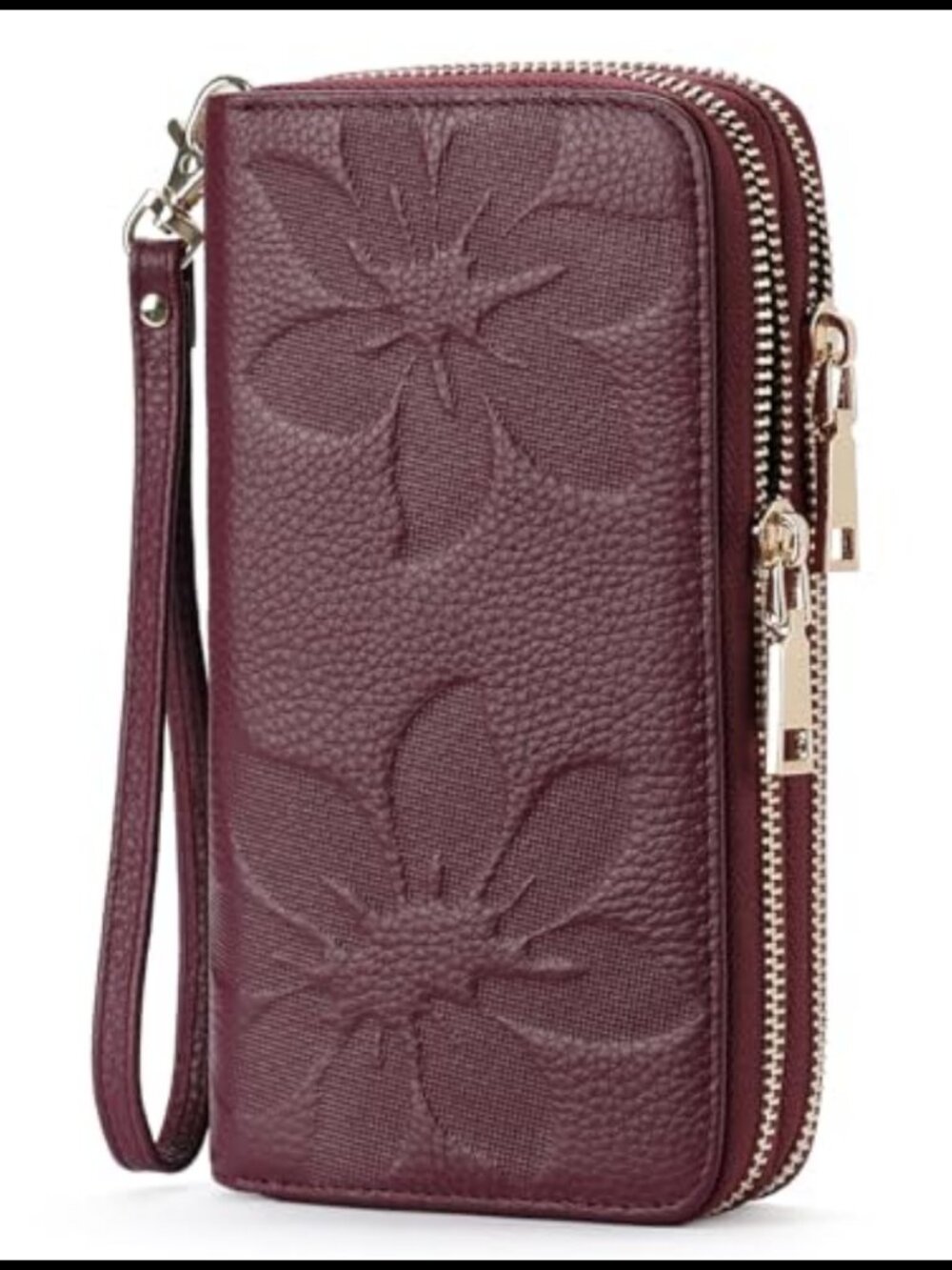 RFID Blocking Leather Wristlet Wallet Clutch Zip Card Holder